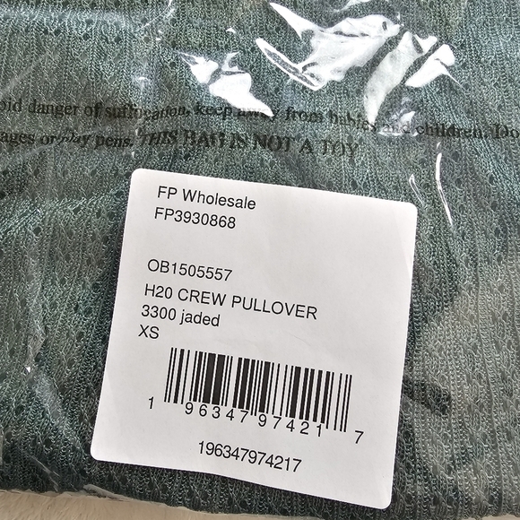 Free People H2O Crew Open Stitch Knit Long Sleeve Top Jade Green XS NWT - Picture 11 of 13